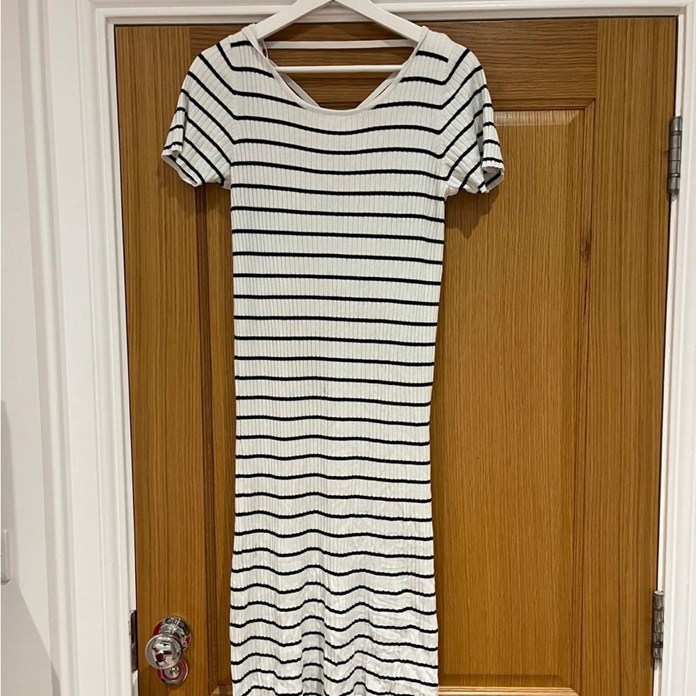 Next Black and White Puff Sleeve Bodycon Dress